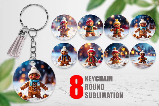 Keychain Gingerman Christmas Sublimation artnoy 