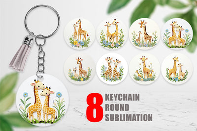 Keychain Giraffe Embroidery Sublimation artnoy 