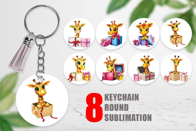Keychain Giraffe Gift Sublimation artnoy 