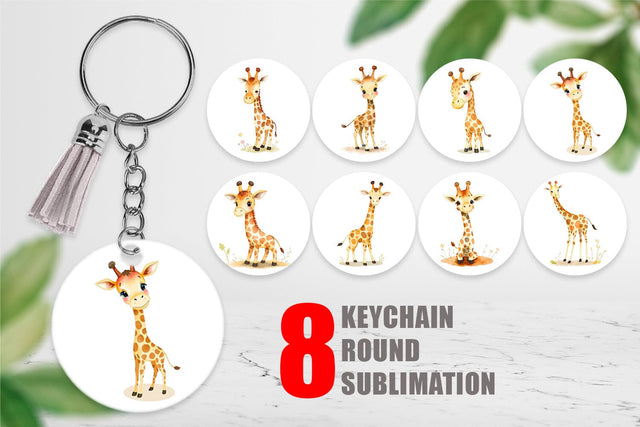Keychain Giraffe Wildlife Sublimation artnoy 