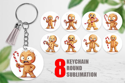 Keychain Glaring Gingerbread Man Sublimation artnoy 
