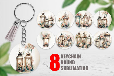 Keychain Glass Lantern Sublimation artnoy 