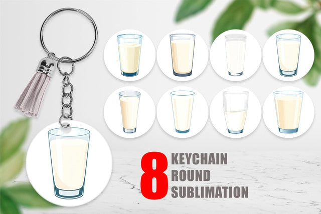 Keychain Glass of Milk Sublimation artnoy 