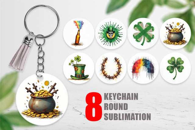 Keychain Glitch & Gold Surreal St. Patrick's Day Lucky Charms Sublimation artnoy 