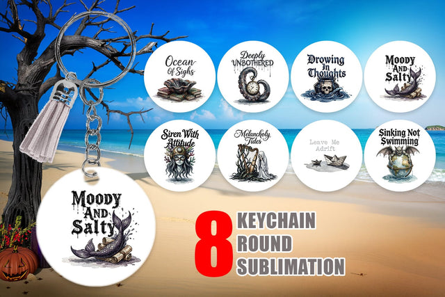 Keychain Gloomy Siren Goth Summer Quote Sublimation artnoy 