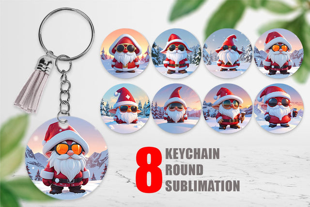 Keychain Gnome Christmas Sublimation artnoy 
