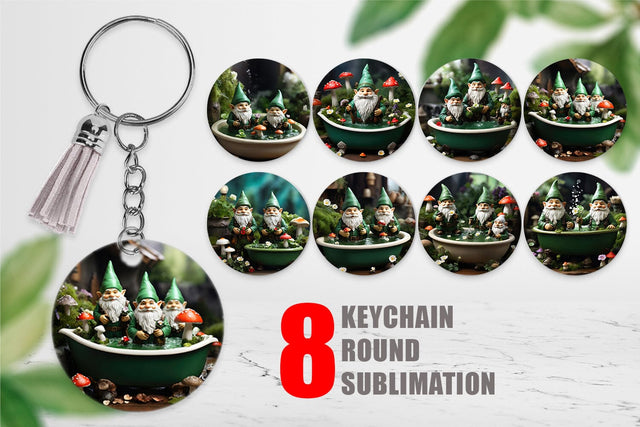 Keychain Gnome in the Bathtub Sublimation artnoy 
