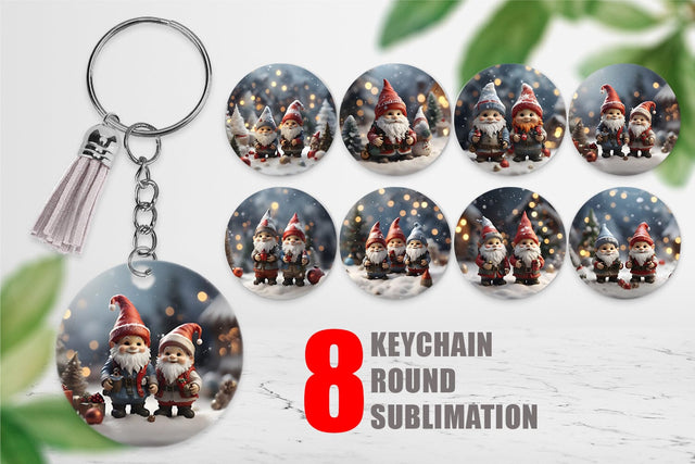 Keychain Gnomes Christmas Sublimation artnoy 