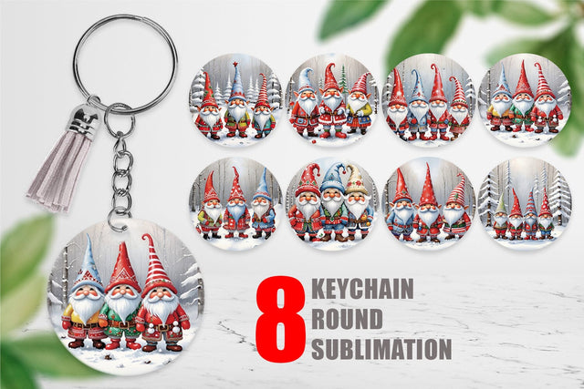 Keychain Gnomes in Winter Snow Sublimation artnoy 