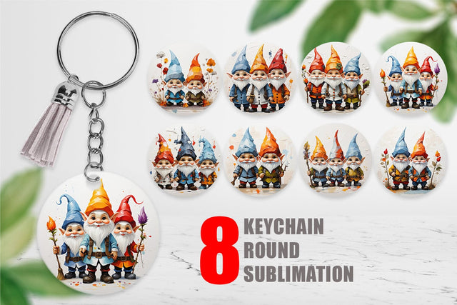 Keychain Gnomes Painting Oil Sublimation artnoy 
