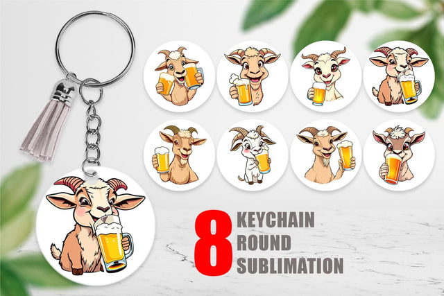 Keychain Goat Beer Day Sublimation artnoy 