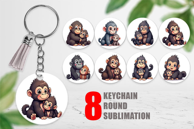 Keychain Gorilla Mother's Day Sublimation artnoy 