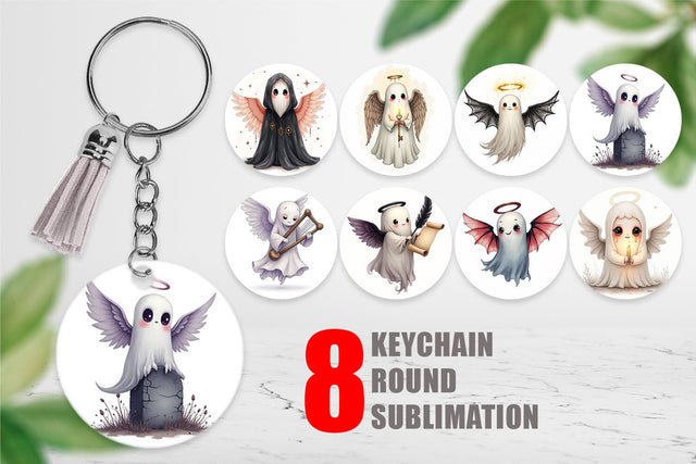 Keychain Gothic Angel Ghosts Sublimation artnoy 