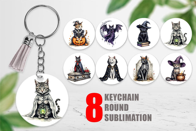 Keychain Gothic Catloween Sublimation artnoy 