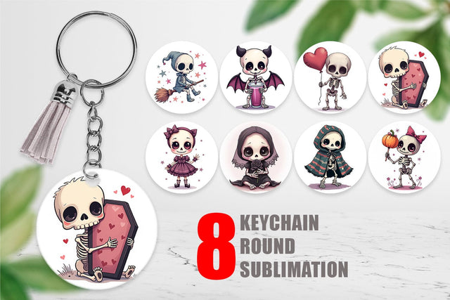 Keychain Gothic Cute Skeletons Sublimation artnoy 