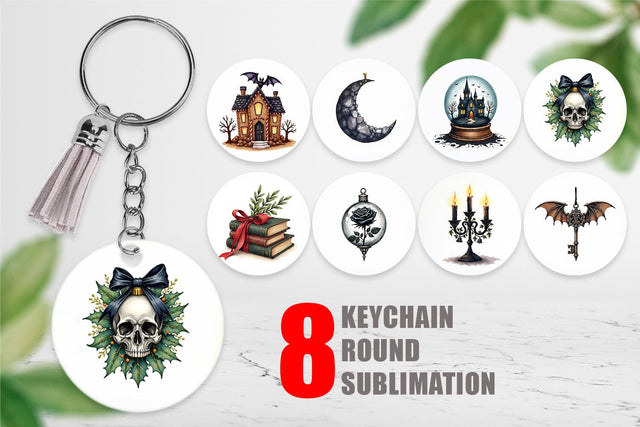 Keychain Gothic Elegance Watercolor Christmas Sublimation artnoy 