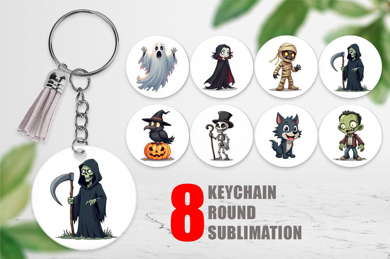 Keychain Gothic Halloween Characters Sublimation artnoy 