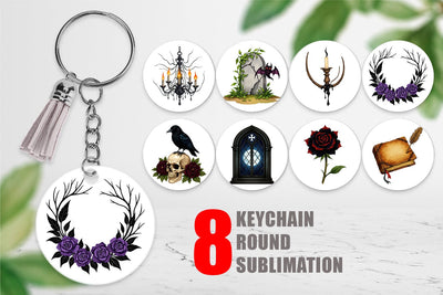 Keychain Gothic Halloween Elegance Sublimation artnoy 
