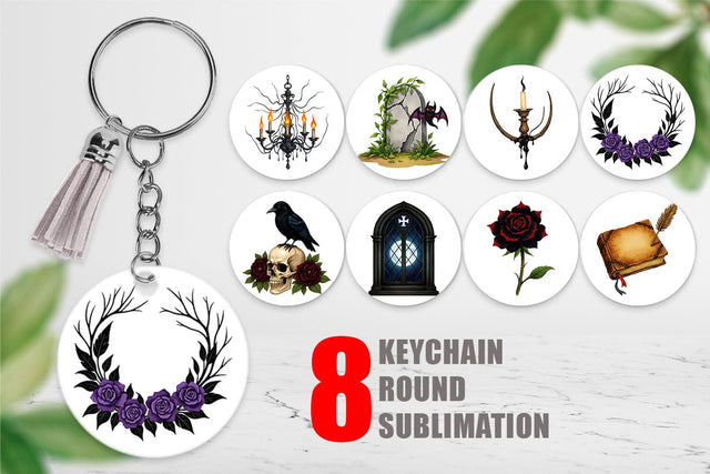 Keychain Gothic Halloween Elegance Sublimation artnoy 