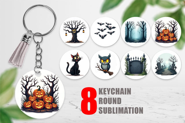 Keychain Gothic Halloween Haunted Forest Sublimation artnoy 