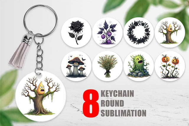 Keychain Gothic Halloween Plants and Herbs Sublimation artnoy 