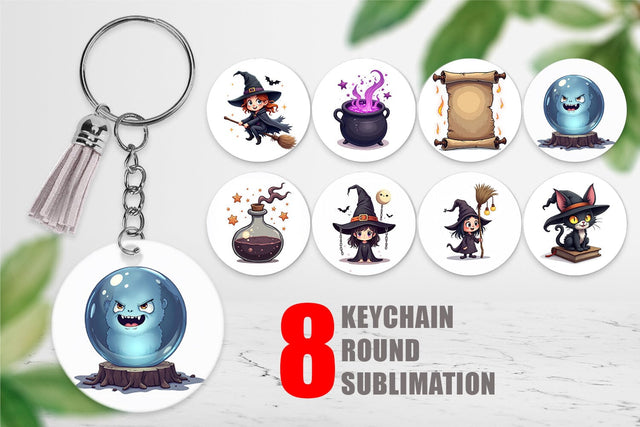 Keychain Gothic Halloween Witches Sublimation artnoy 