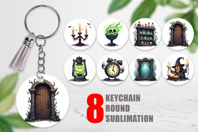 Keychain Gothic Haunted Objects Sublimation artnoy 