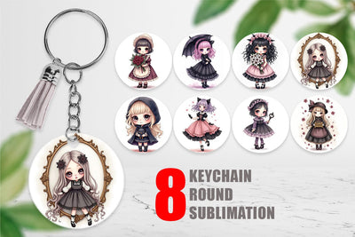 Keychain Gothic Lolita Dolls Sublimation artnoy 