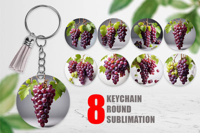 Keychain Grapes Fruit Sublimation artnoy 