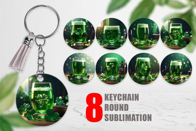 Keychain Green Beer Patrick's Day Sublimation artnoy 