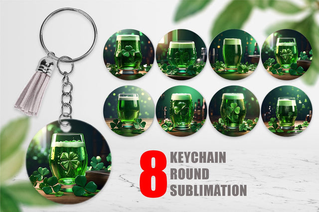 Keychain Green Beer Patrick's Day Sublimation artnoy 