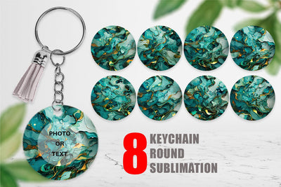 Keychain Green Marble Painting Sublimation artnoy 