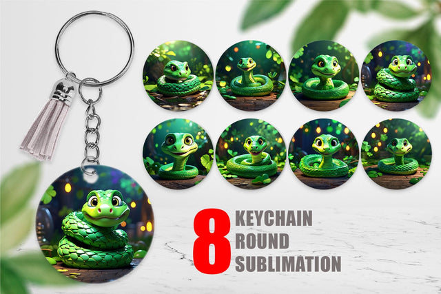 Keychain Green Snake Patrick's Day Sublimation artnoy 