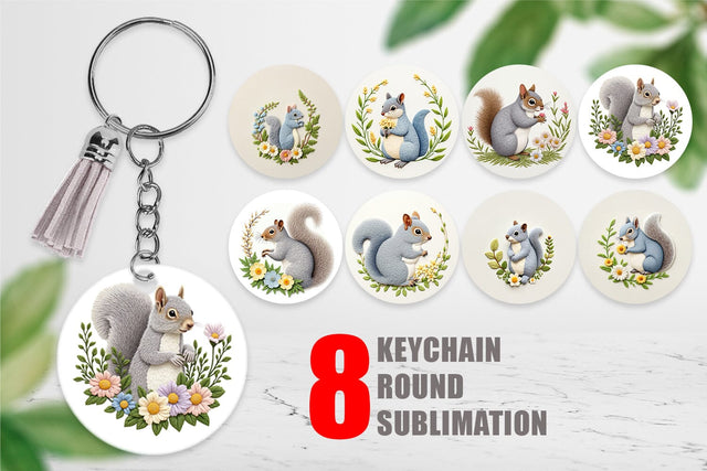 Keychain Grey Squirrel Sublimation artnoy 