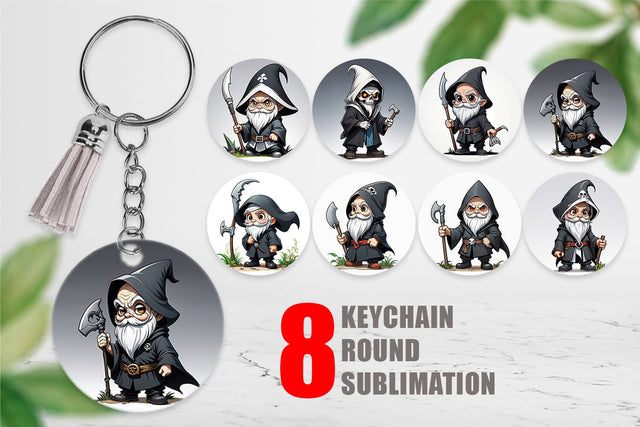Keychain Grim Reaper Gnome Sublimation artnoy 
