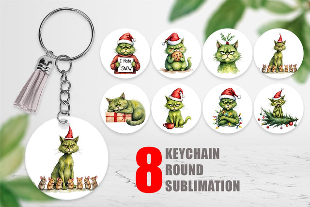 Keychain Grinchy Catsmas Sublimation artnoy 