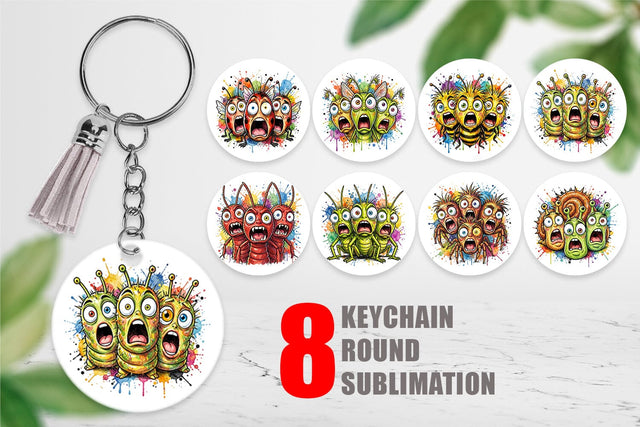 Keychain Gritty Comic Garden Insects Heatwave Sublimation artnoy 