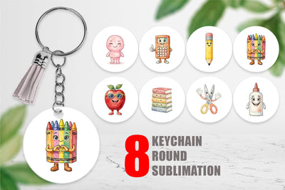 Keychain Groovy 70s School Mascot Watercolor Sublimation artnoy 