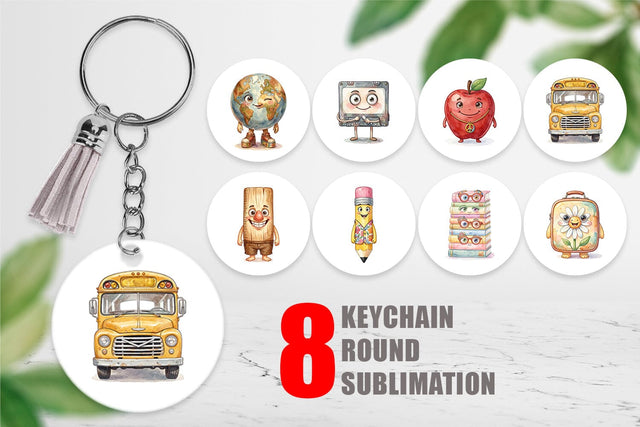Keychain Groovy 70s School Supply Sublimation artnoy 