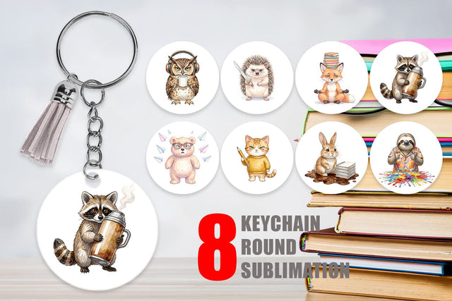 Keychain Groovy 70s Teacher Animal Watercolor Sublimation artnoy 