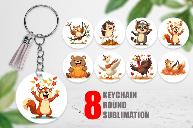 Keychain Groovy Fall Critters Sublimation artnoy 