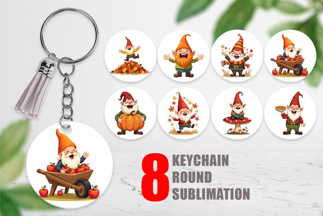 Keychain Groovy Fall Gnomes Sublimation artnoy 
