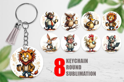 Keychain Grumpy Animal Morning Sublimation artnoy 