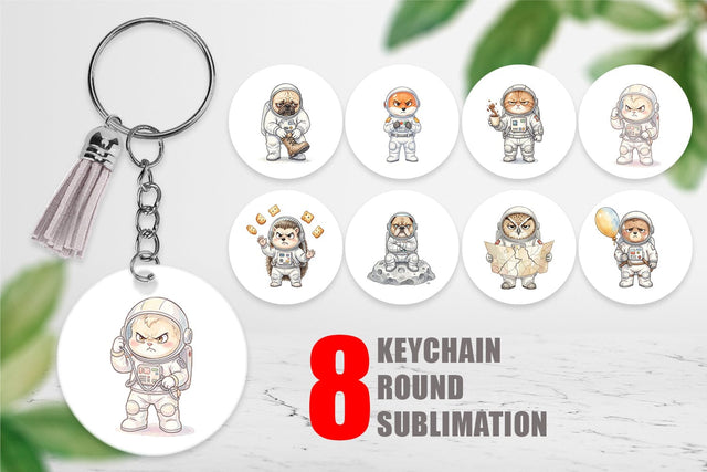 Keychain Grumpy Astronaut Pets Sublimation artnoy 
