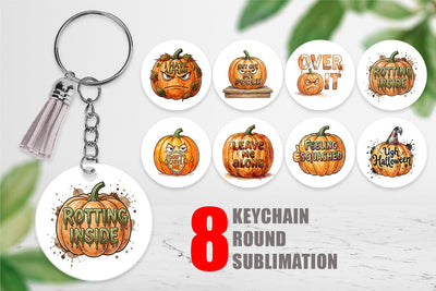 Keychain Grumpy Autumn Pumpkin Quote Sublimation artnoy 
