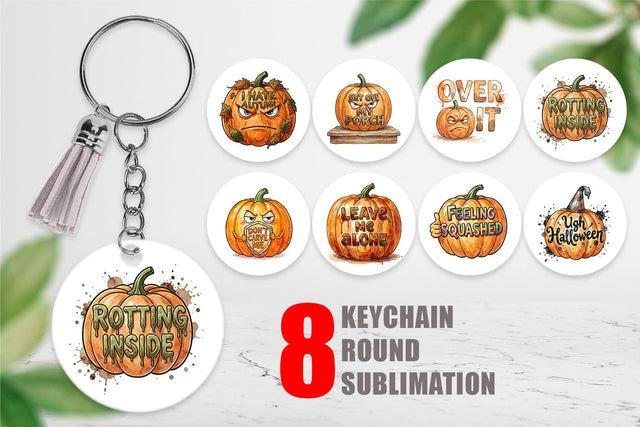 Keychain Grumpy Autumn Pumpkin Quote Sublimation artnoy 