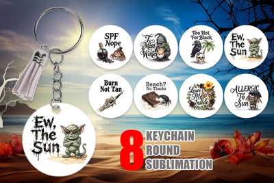Keychain Grumpy Beach Goth Typography Sublimation artnoy 