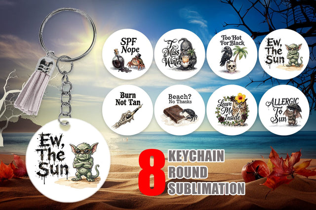 Keychain Grumpy Beach Goth Typography Sublimation artnoy 