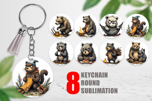 Keychain Grumpy Bear Camp Sublimation artnoy 