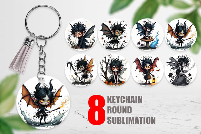 Keychain Grumpy Dark Fairy Sublimation artnoy 